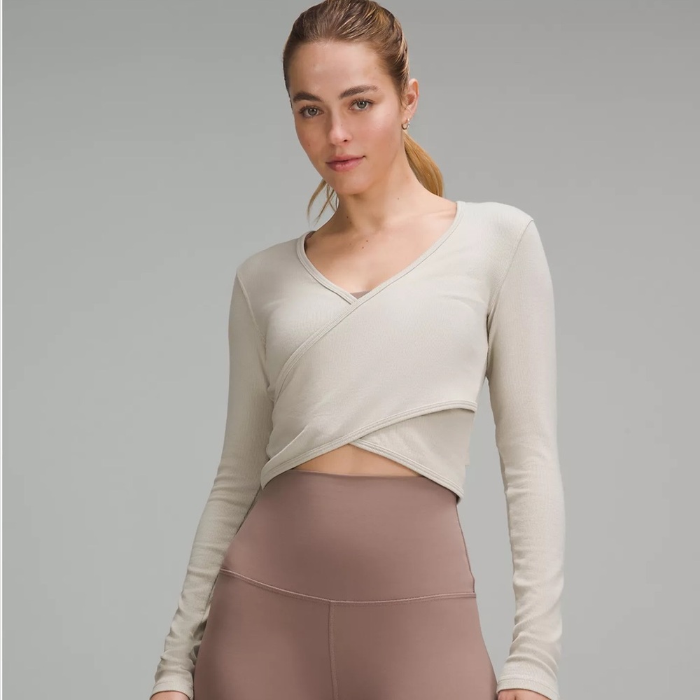 Lululemon Wrap-Front Ribbed Long-Sleeve Top Size 8